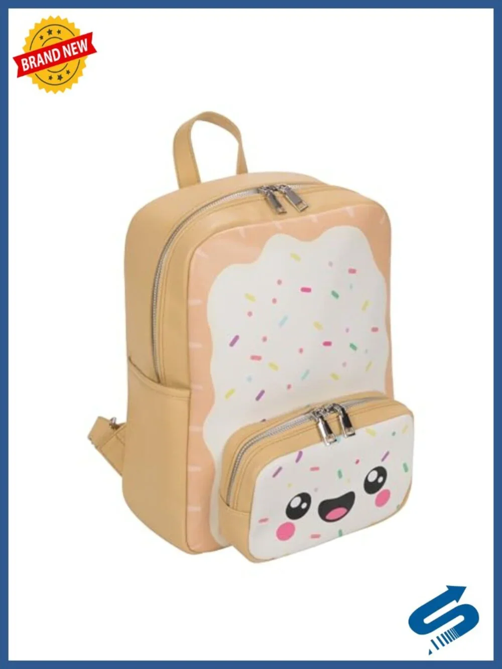 Faux Leather Kawaii Face Fashion Backpack with Laptop Compartment